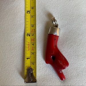 POLISHED CORAL & STERLING SILVER PENDANT
